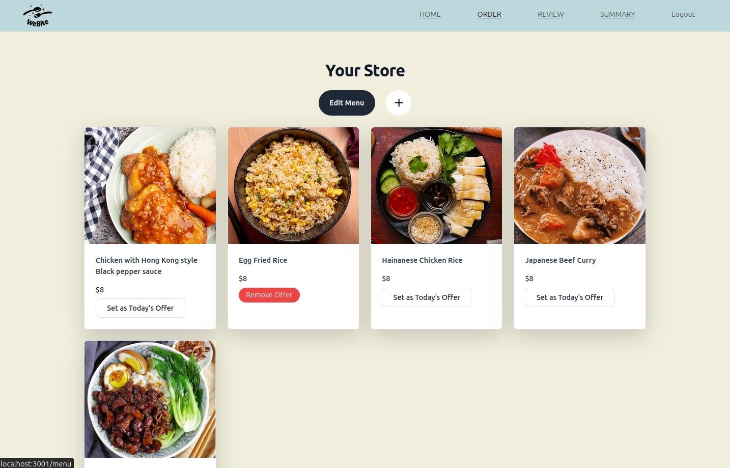 Chef Menu